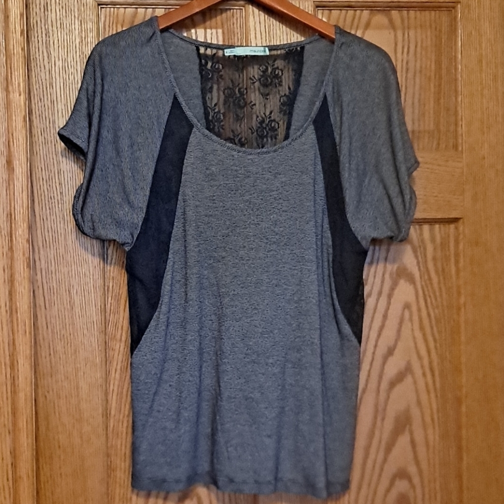 Maurices- Navy/white stripe top